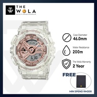Casio G-Shock Womens Analog-Digital GMA-S110SR-7A Pink Gold Metallic Face Transparent Resin Watch (w