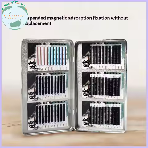 ~-~7Pcs Chinese Style Magnetic False Lash Storage Case Durable Eyelash Organizer Fits 6-15mm Lashes 