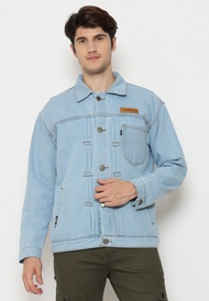 HEMMEH Jaket Denim Putih Biru Saku Jaket Jeans Putih Biru Saku Jaket Pria