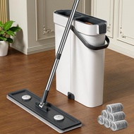 CTIME Flat Mop and Bucket System/Set for Cleaning Walls/Windows/Staircase/Ceiling, Efficient Mopping