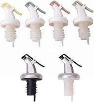 6PCS Silicone Oil Stopper Sauce Wine Pourer Mouth Vinegar Bottle Nozzle Kitchen Tools (Silver and Black Silver and White Blue Pink Yellow Green)