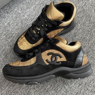 Chanel香奈兒雙C黑金運動休閒鞋 36碼