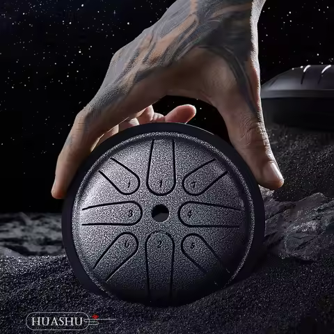 Hluru Steel Tongue Drum 4 Inch 8 Notes Key C Tank Drum Glucophone Handpan Meditation Instrument for 