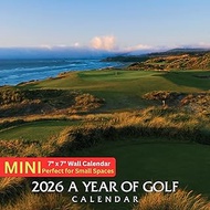 2026 A Year Of Golf Calendar | 7" x 7" | MINI Wall Calendar - Includes Pro Golf (Majors) Tour Dates