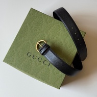 『全新閒置』Gucci古馳仿舊金屬扣環小牛皮腰帶/皮帶80cm