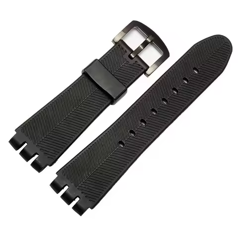 Silicone Rubber 23MM Black Strap Special for Swatch Watch YOS440 449 401G 447 448 IRONY Sports Water