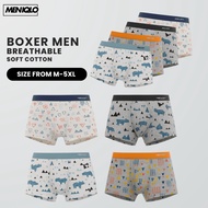 MENIQLO BOXER MEN [PATTERN D - K] BREATHABLE SOFT COTTON SAIZ M - 5XL- MAU002