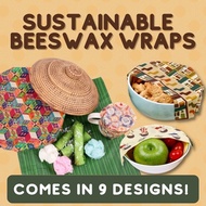 SustainableSG Reusable Food Wrap (3 Pcs) Organic Beeswax Wraps | 9 Designs