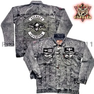 QUALITY SANDWASH GREY JEANS JACKET FULLFATCH EMBROIDERY A7X AVNGED SVENFOLD