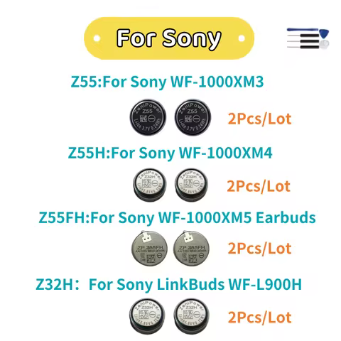 2Pcs/Lot Replacement Headset Battery For Sony WF-1000XM3 WF-1000XM4 WF-1000XM5 WF-L900H Z55H Z55 Z55