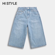HI STYLE Women Wide Leg Mid Length Jeans - Light Blue - FVG610344