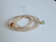 4mm天然和闐玉/和田玉-青海藕粉玉 和田玉抱抱佛設計多圈手串ms