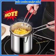 Mini deep fryer, deep fryer with filter basket, high quality stainless steel, capacity 1200ml