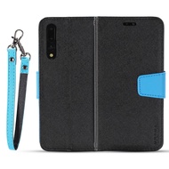 Huawei Y6 Pro 2019 / Y7 Pro 2019 / Y5 Lite 2018 Fashion Two-tone Leather Cross Texture Flip cover wallet Phone Case