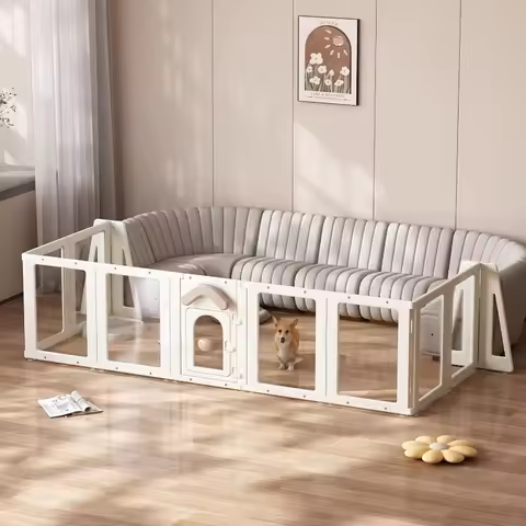 Playpen Barrier Grating Dog Fence Supplies Retractable Modular Dog Fence Folding Acrylic Outdoor Koj