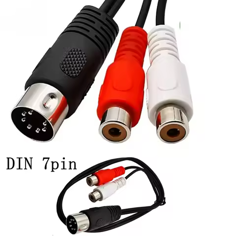 7 Pin DIN Male MIDI To 2 Dual RCA Female Plug Audio Cable Cord for Naim Quad Bang & Olufsen Stereo S