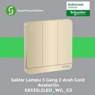 Schneider 3 Gang 2 Way Gold Avataron Switch - E8333L2Led_Wg_G3