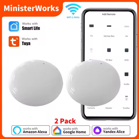 2PACK Tuya WiFi IR Remote For Smart Home APP Remote Control For TV DVD AUD AC Remote Works with Alex