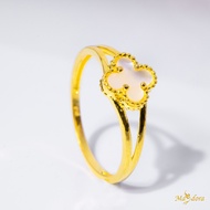 916 Gold Bajet Clovers Gold Ring - White