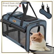 Tresbro Cat Carrier - Lockable Double Zipper Cat Travel Bag with Curtain, Non-Collapsible, Breathabl