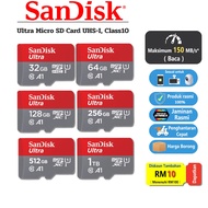 SanDisk® Ultra microSD UHS-I (16GB/32GB/64GB/128GB/256GB/512GB/1TB) Memory Card Up to 150MB/s for Sm
