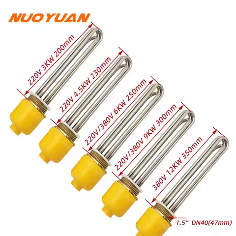220v/380v DN40 DN50 Stainless Steel 201 Heating Element Electric Immersion Water Heater Resistance 3