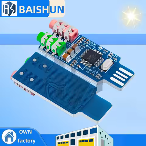 ‌CM108 USB Audio Interface Module – Driverless Plug-and-Play External Sound Card with 24-bit ADC/DAC