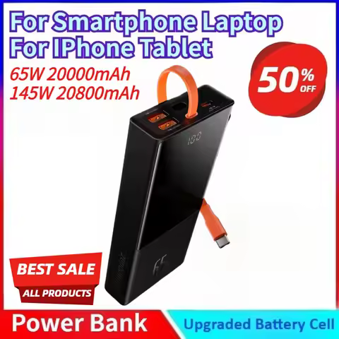 New 65W 20000mAh 145W 20800mAh PD Quick Charge FCP Powerbank Portable External Charger for Smartphon