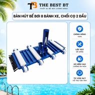 Swimming Pool Cleaning Suction Table 8 Wheels Brush 2 Heads 35cm Long Flexible Swimming Pool Bottom 