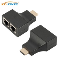 XT-XINTE 2xDual RJ45 Port to 4K HDMI-compatible up to 30m CAT5e /CAT6 Ethernet LAN Network Cable Converter Adapter for HDTV HDPC PS3 STB