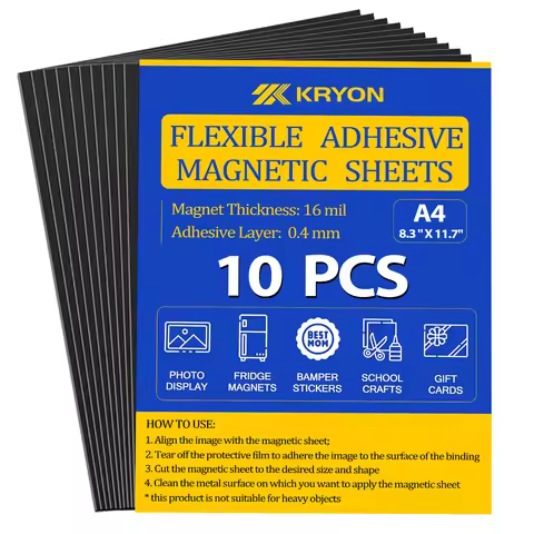 A4 Magnetic Sheets with Adhesive Backing, 10 Pack 8.3"x11.7" Picture Size, Photo Magnets for Refrige