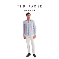 Ted Baker Mens Evandes Ls Regular Textured Stripe Shirt Lt-Blue