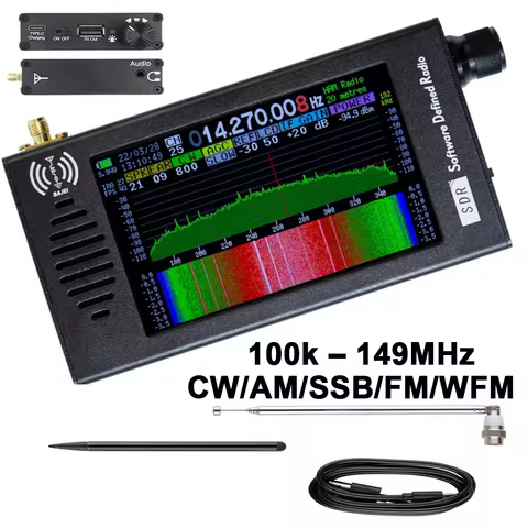 4.3" IPS LCD 100k–149MHz SDR Audio Radio Receiver Shortwave Antenna DSP Digital Demodulation CW/AM/S