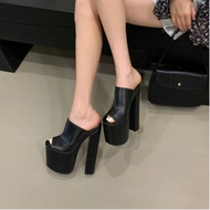 18cm High Heel Street Shooting Women's Shoes Yujie Stage Catwalk Thick Heel Sandals Slippers