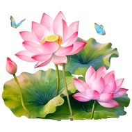 Lucky Sticker Lotus Flower Wall Sticker Waterproof Self-Adhesive Butterfly Lotus Sticker Home Cabine
