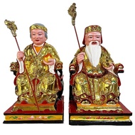 Land Lord Wood Carving Land Gong Land Grandma A Pair Fude Genuine God Incense Camphor Wood Statue Te