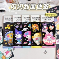 12 Sheets Sanrio DIY Shining Scratch Painting Hello Kitty Melody Kuromi Cinnamoroll Little Twin Stars Anime Manual Kawaii Kids Education Toys