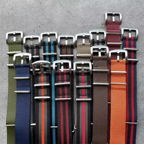 Hot Sale 20MM Woven Sport Watch Bands Black Grey Bond Brown Orange Army Fabric Nylon Watch Strap for
