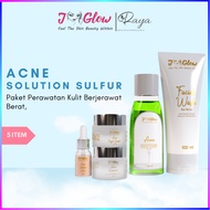 Jglow Acne Sulfur Skincare Package for Inflamed & Dull Acne – 5 Pcs Skincare Set