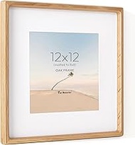 Fun Memories 12x12 Frame, USA-Sourced Oak Wood Photo Frames with HD Tempered Glass, Handcrafted Roun