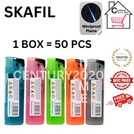 SKAFIL Lighter Windproof Flame Colourful Refillable Gas Lighter 1 BOX