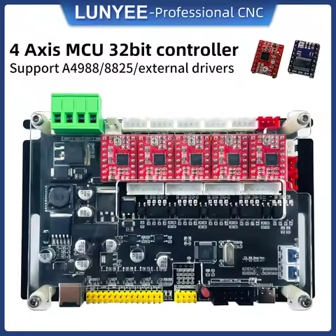 32bits GRBL Offline Controller A4988/8825 Driver 4 Axis Control Board Support Laser 300/500W Spindle