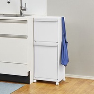 日本天馬 日本製 WHItRash 雙層抽屜式分類垃圾桶(附輪)-40L