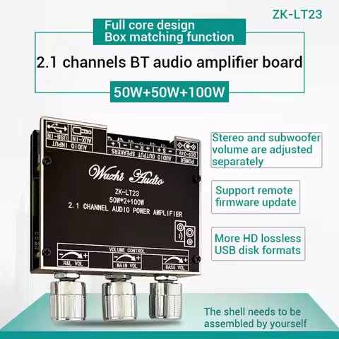 ZK-LT23 2.1 Channel Bluetooth Audio Power Amplifier Board Module 50W+50W+100W Subwoofer Tws True Wir