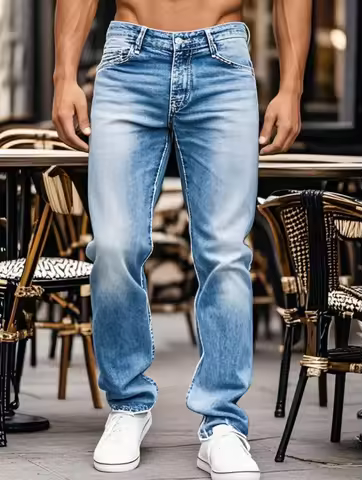 1Pc Y2K Blue Jeans Iefb Vintage Distressed Jeans Denim Fabric Vintage Jeans Skinny Jeans
