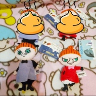 $120/set 2件14cm日本景品 moomin valley 姆明家族阿美+家姐紫色美寶 mymble 細毛公仔吊飾