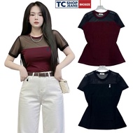 Women's short-sleeved t-shirt with rabbit embroidery and mesh TC SHOP JEANS bigsize 55-90kg borip co