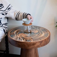 梯木疊雕-太極圓幾|原創設計師創意現代簡約圓形客廳家用茶几