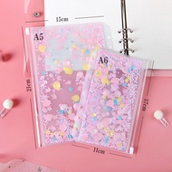 [TOS] Ziplock sequin glitter A5 A6 isi binder 6 ring Keuangan Pink Purple Blue zipper bag buku kertas binder notes glitter kuliah kantor tempat alat tulis uang foto organizer transparan kpop photocard