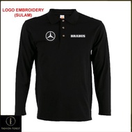 Cotton Long Sleeve collar T Shirt Logo Embroidery Sulam Mercedes Brabus AMG Performance G63 E63 C43 